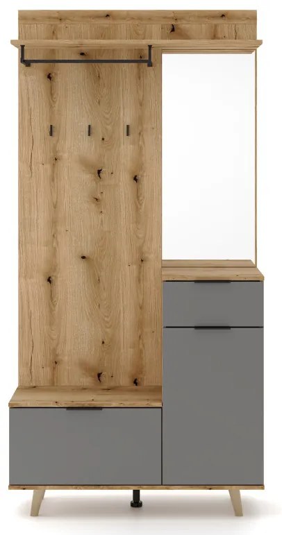 NORDIC Előszobafal Tölgy/Grafit Színben