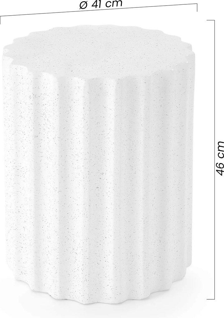 Tiaris kerek dohányzóasztal 41 cm - fehér terrazzo
