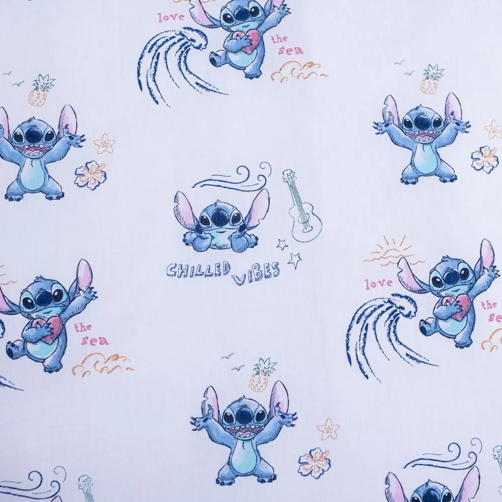Kék egyszemélyes pamut gyerek ágyneműhuzat 140x200 cm Lilo and Stitch "Wave" – Jerry Fabrics