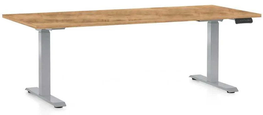 OfficeTech D állítható magasságú asztal, 180 x 80 cm, szürke alap, arany tölgy