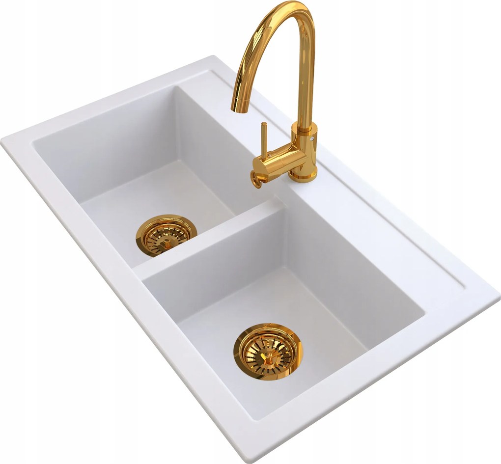 Gránit Mosogató +csaptelep +arany Fali Szifon Duó