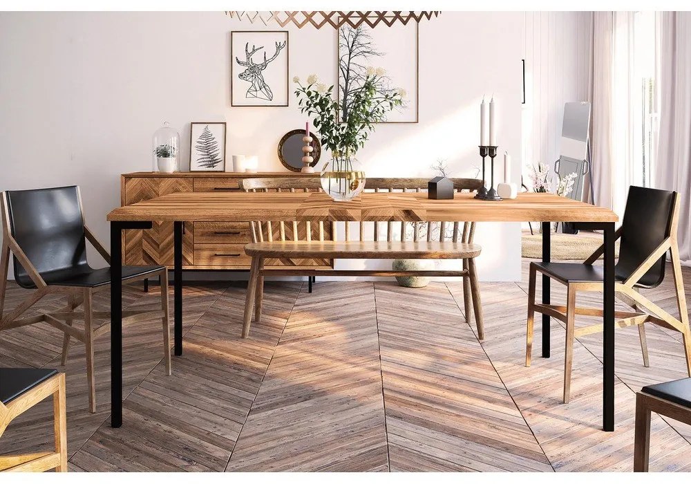 Tölgyfa étkezőasztal 90x200 cm Abies – The Beds