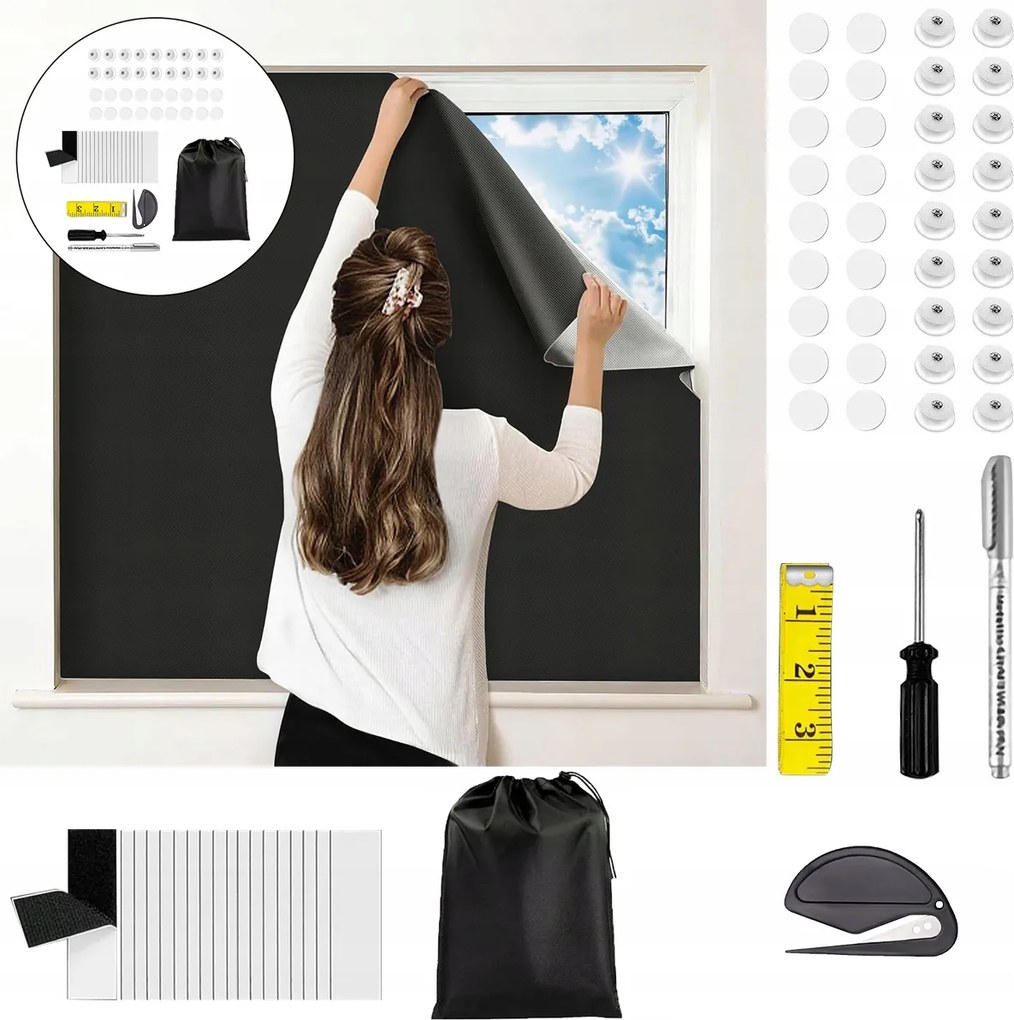 Sötétítő Roló Ablakfólia +tépőzáras 200x145cm +sötétítő Táska