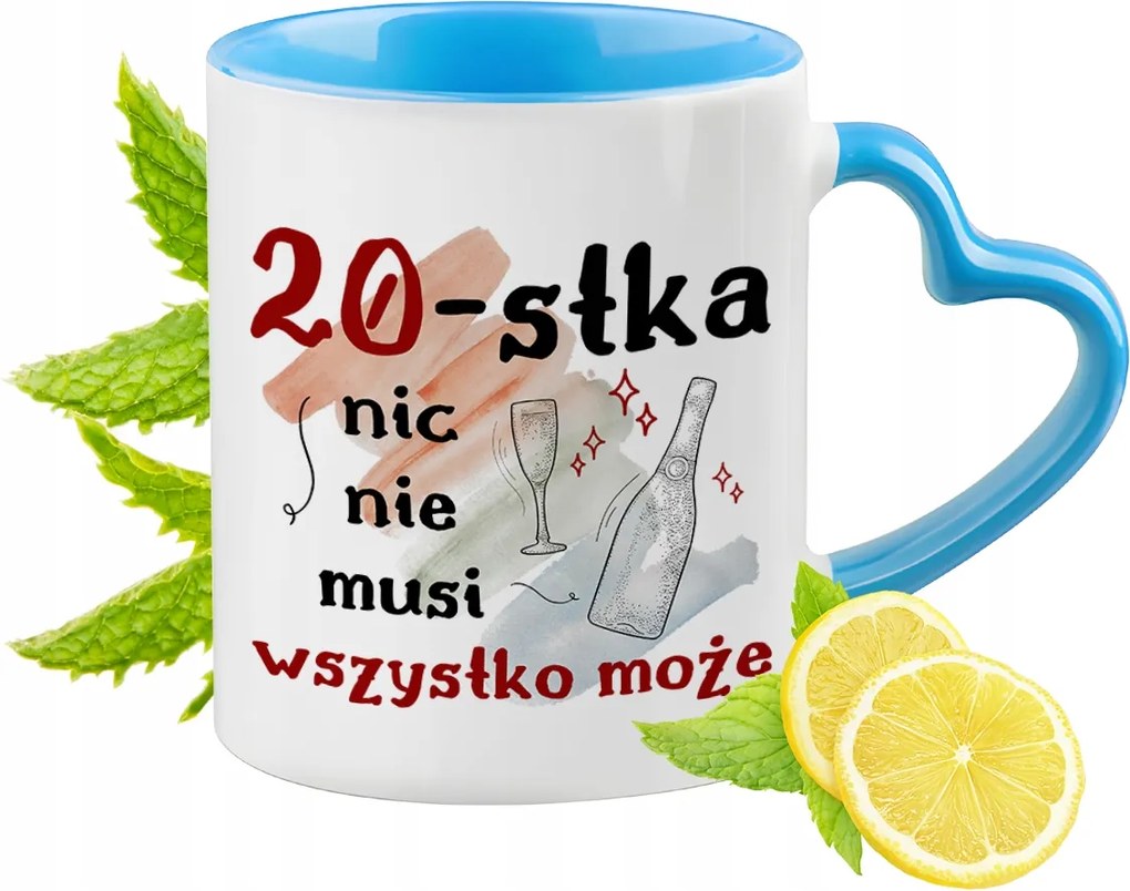 Születésnap 20 20-es 20-as Kék Bögre Szív Alakú Füllel Ajándék