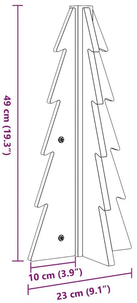 fehér tömör fenyőfa karácsonyfa-dekoráció 49 cm