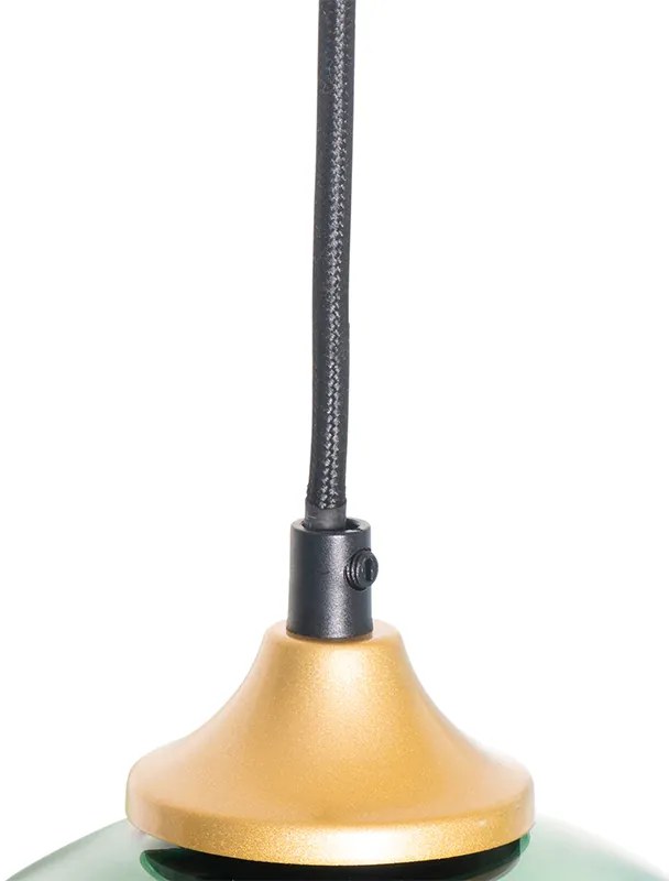 Okos függőlámpa sárgaréz kék és zöld üveggel, 8 izzós, 8 Wifi G95-tel - Sandra