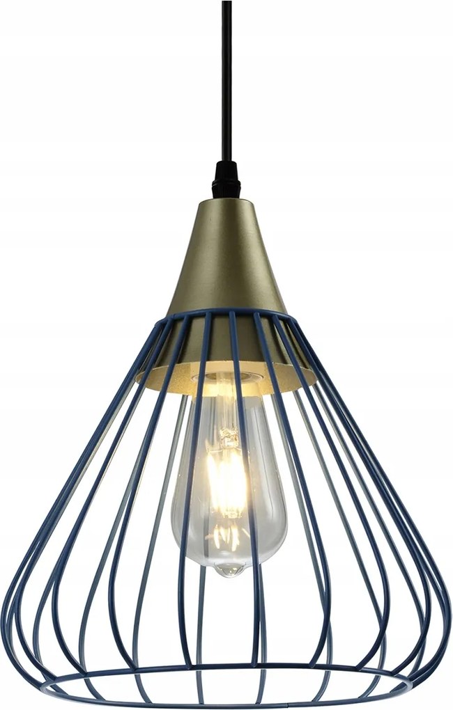 Függő mennyezeti lámpa E27 Tees kék sárgaréz kúp 24cm Gtv Decor