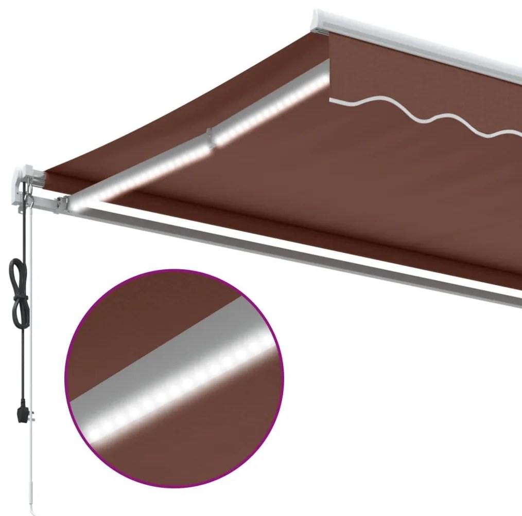 barna automata kihúzható LED-es napellenző 400x350 cm