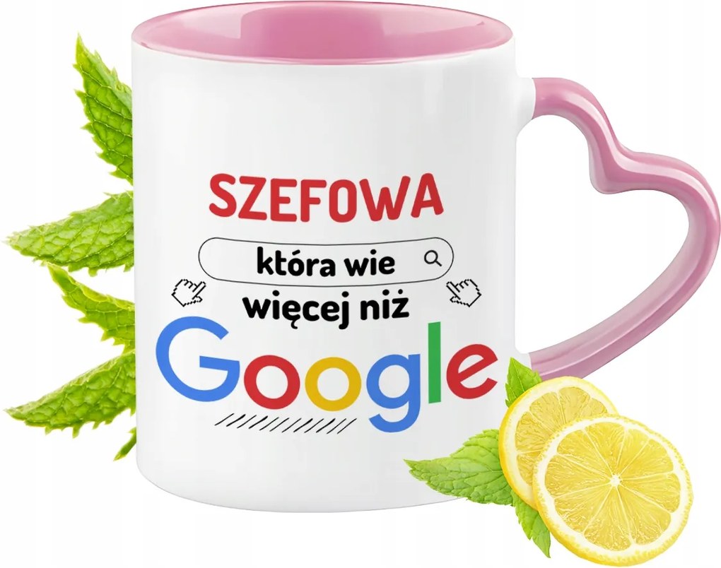 Bögre A Főnöknek Rózsaszín Szív Alakú Füllel Kávé Ajándék