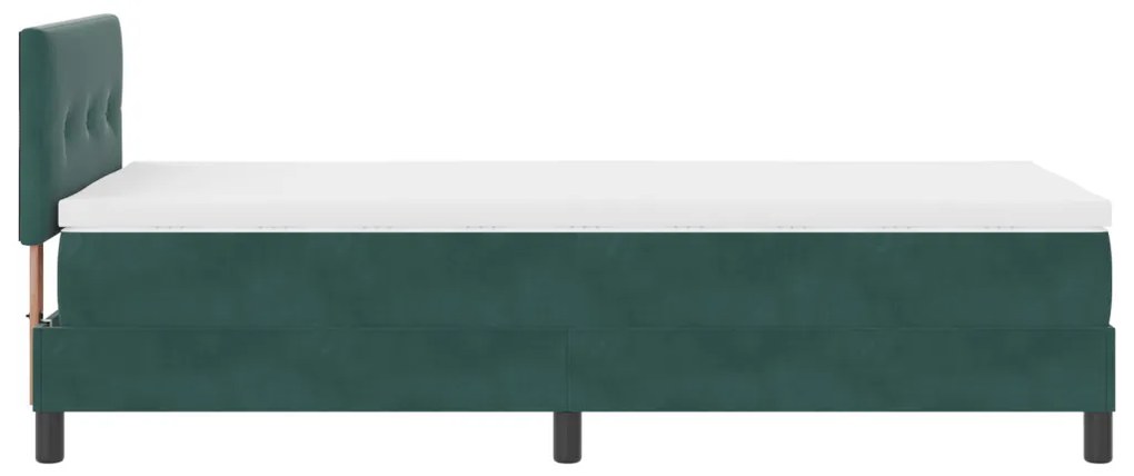 Boxspring Ágy Mattal és LED Fekete Zöld 80x200 cm Velúr