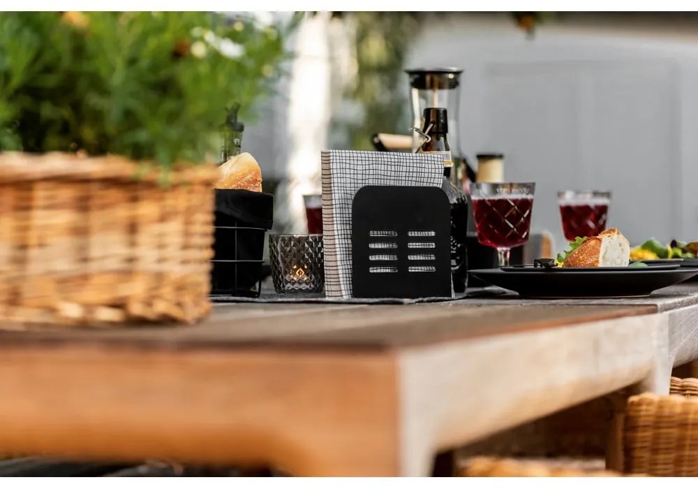 Fém evőeszköz és szalvéta tartó szett 2 db-os Black Outdoor Kitchen Baco – Wenko