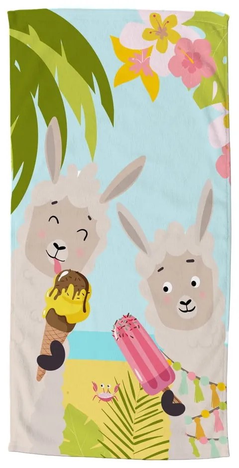 Gyerek bársony strandtörölköző 75x150 cm Happy lamas – Good Morning