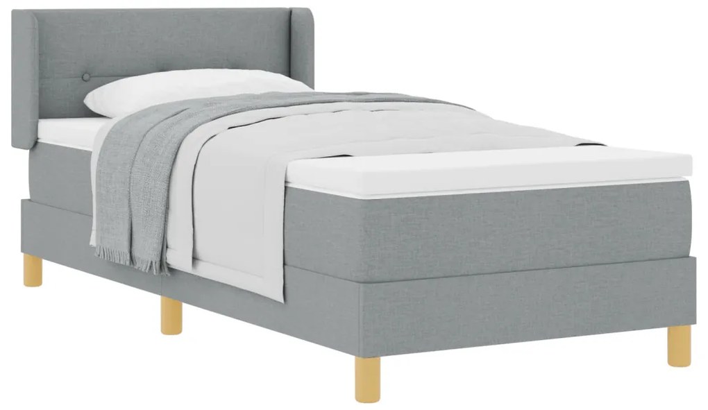 Boxspring Ágy Matraccal, Világosszürke, 90 x 200 cm