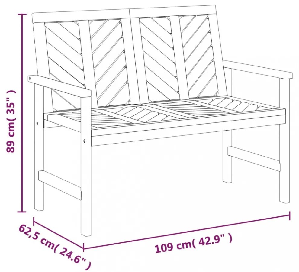 tömör akácfa kerti pad 109 cm