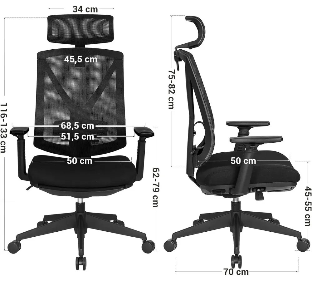 Irodai ergonomikus szék, deréktámasszal, fejtámasszal, lábtartóval és hintázó funkcióval,