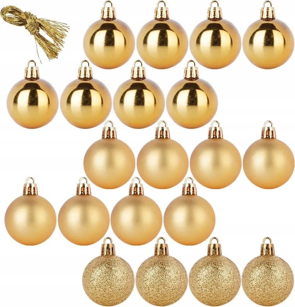 20 db Törhetetlen Karácsonyfadísz Gömb Szett Arany Színű Karácsonyfára