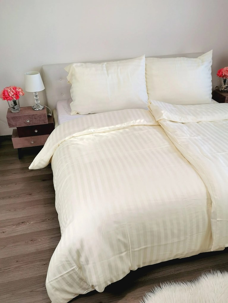 Damaszt krémlapok TiaHome - 1x Párna 90x70cm, 1x Paplan 140x220cm