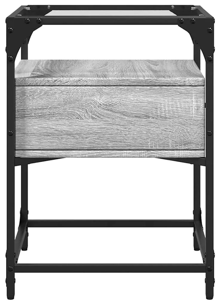 Szürke sonoma színű szerelt fa éjjeliszekrény 40 x 40 x 55 cm