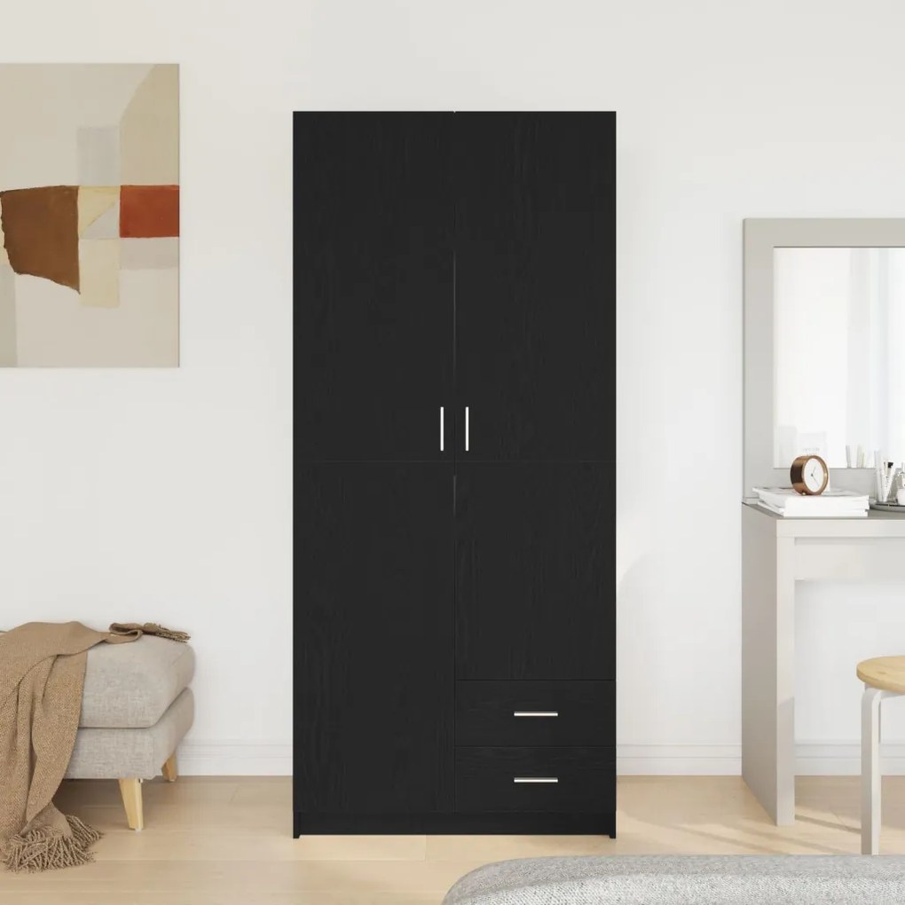 vidaXL Fekete Tölgy Ruhásszekrény 80x52x180 cm Mérnöki Fa