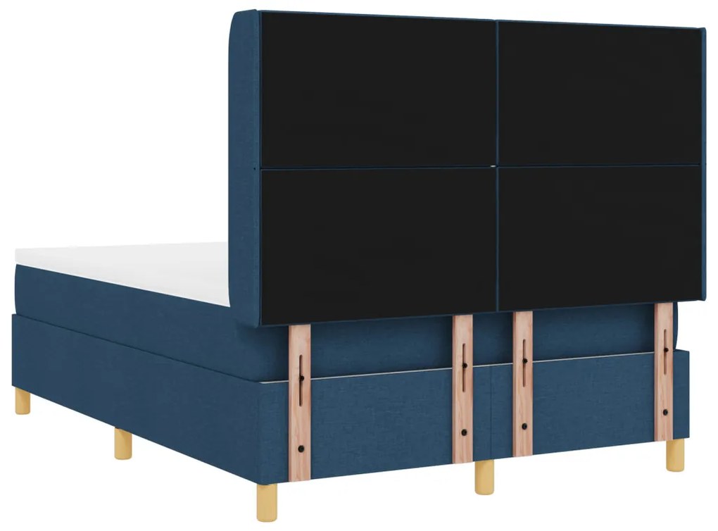 Boxspring Ágy Mattal és Kék LED-del 140x200 cm Szövet