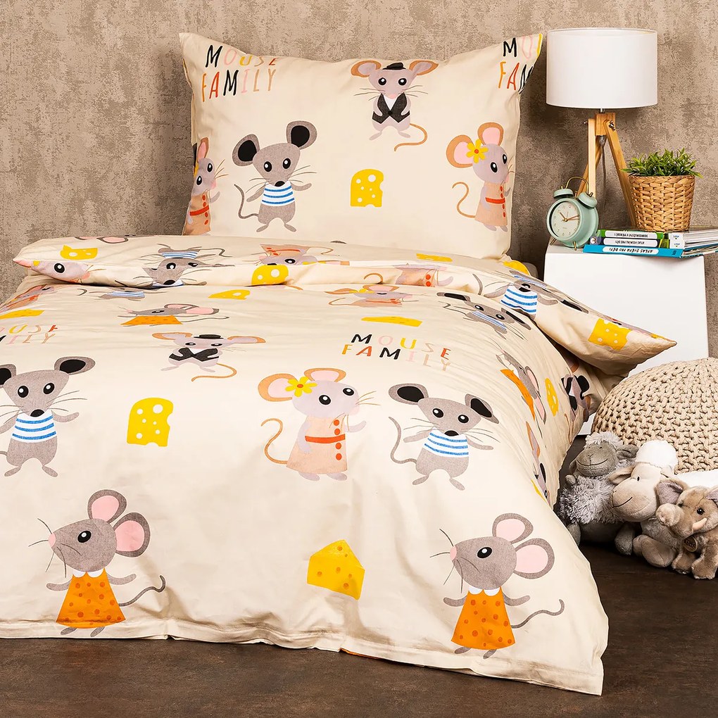 4Home Little mouse pamut gyerek ágyneműhuzat, 140 x 200 cm, 70 x 90 cm