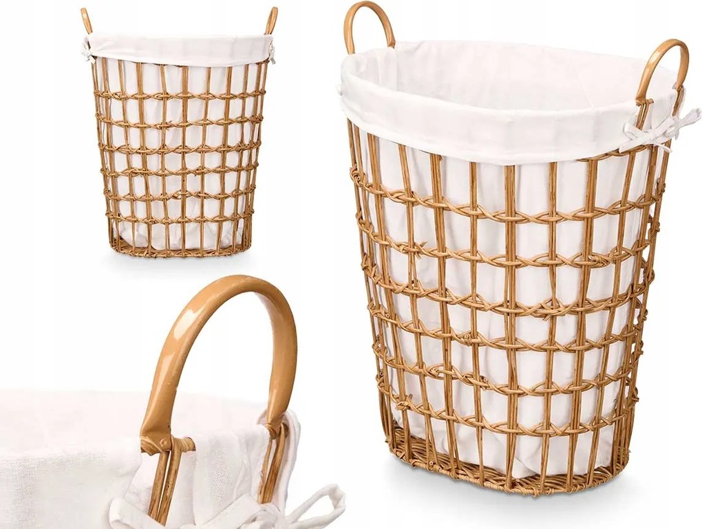 Játék szennyestartó Kosár Kivehető Fonott anyagbetét 58x49x35 cm