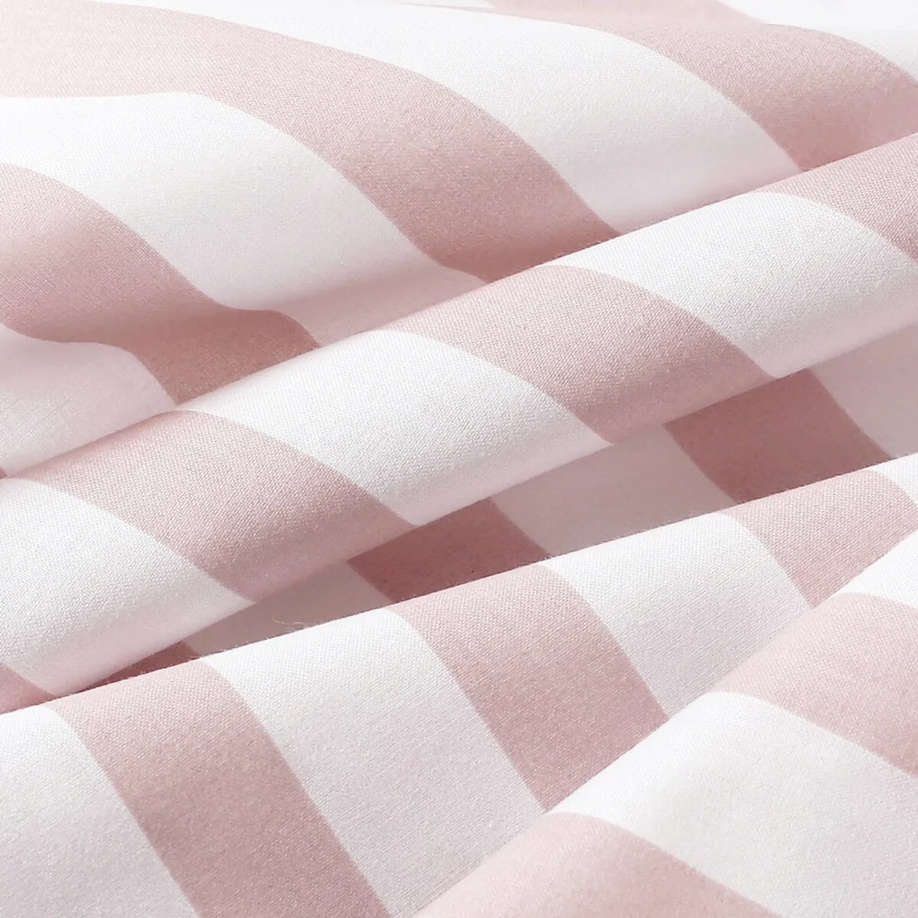 Goldea pamut gumis lepedő - púderrózsaszín csíkos 180 x 200 cm