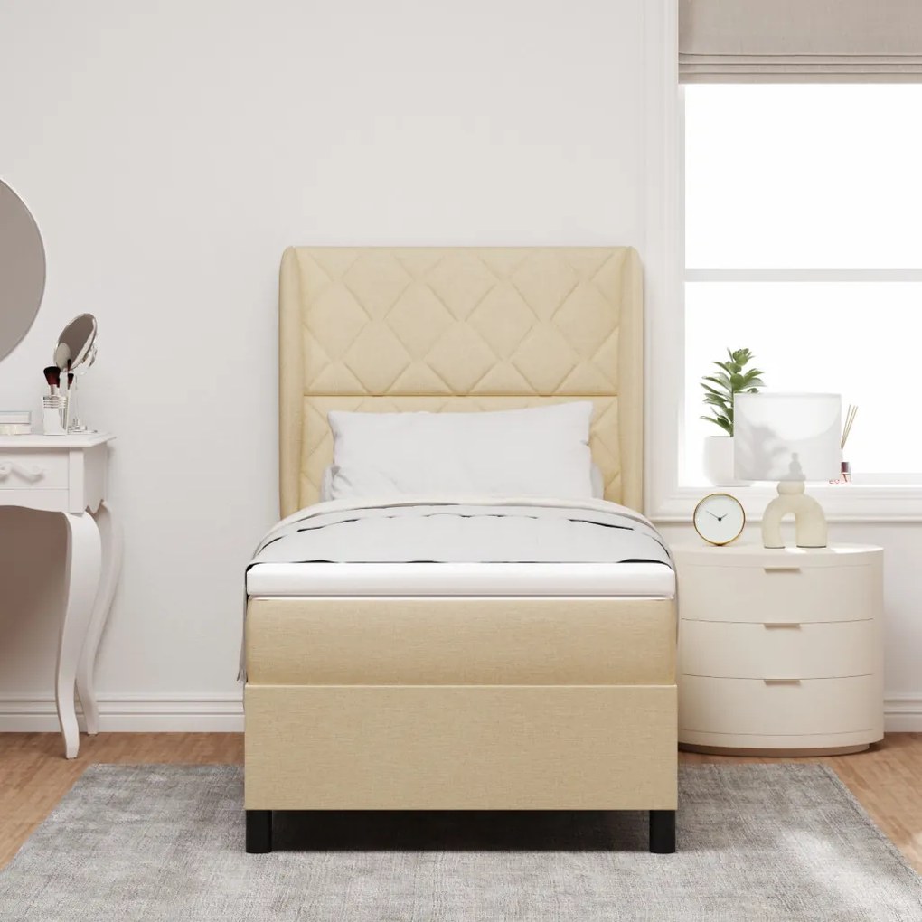 Boxspring Ágy Matrac Készlettel - Krém 100x200 cm Szövet