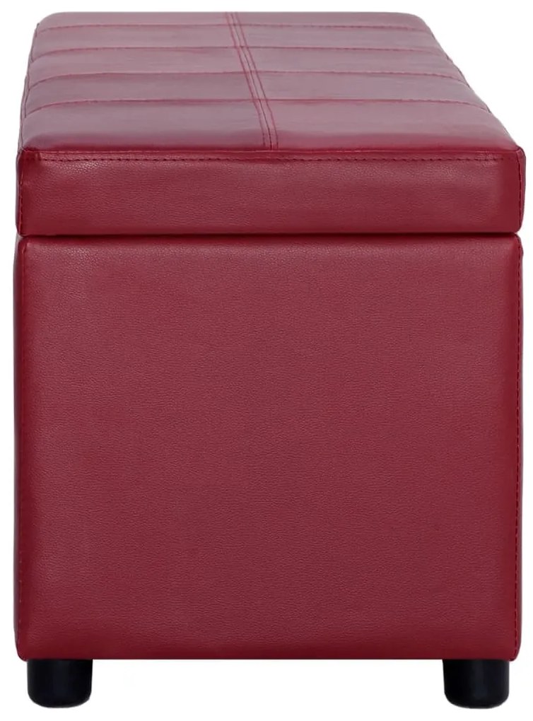 bordó műbőr pad tárolórekesszel 116 cm