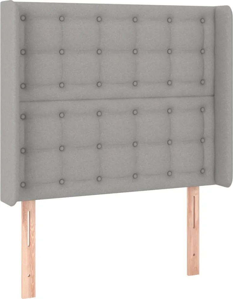 vidaXL világosszürke szövet fejtámla szárnyakkal 83x16x118/128 cm