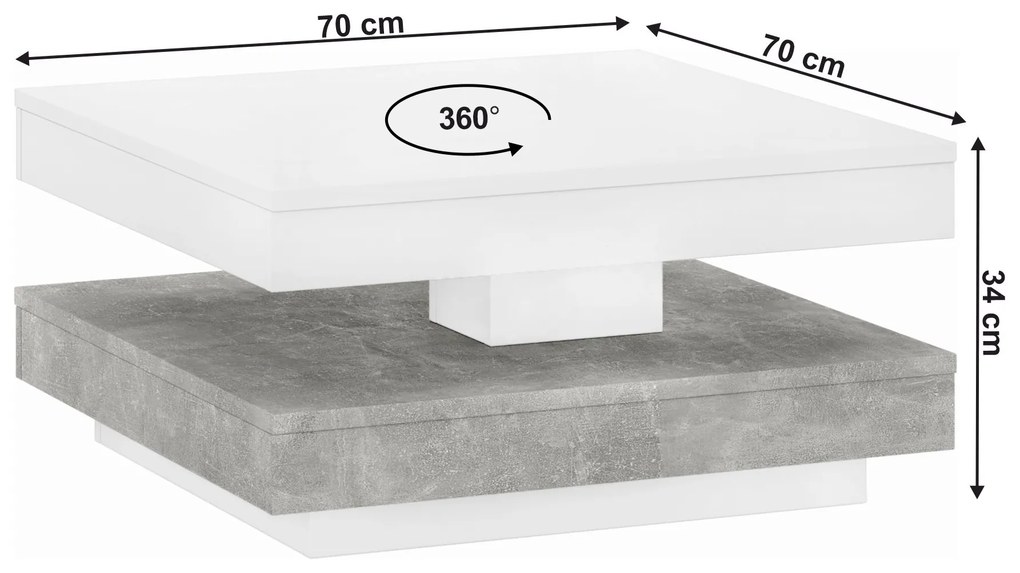 Dohányzóasztal MANDA (fehér + beton). 1091519