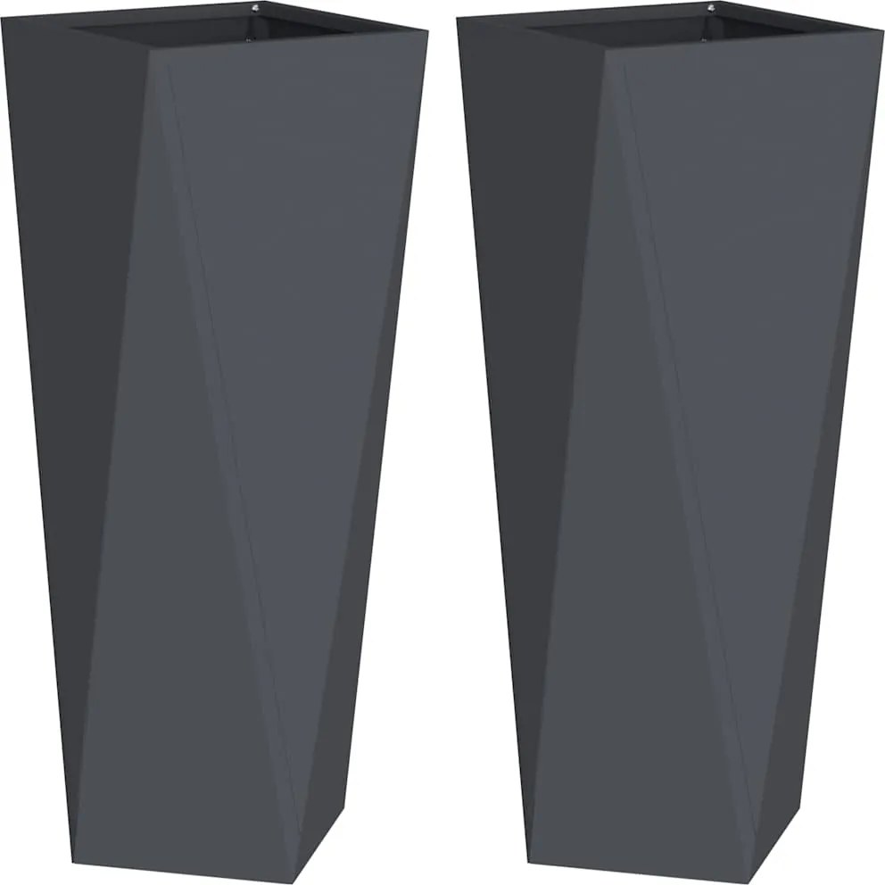 vidaXL Növénytartó 2 pcs Antracit 30 x 30 x 75 cm Acél