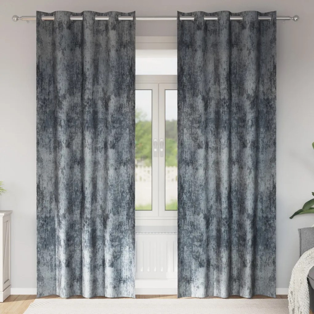 Bársony Függöny 2 db Szemfüggönnyel Ezüstszürke 225x140 cm