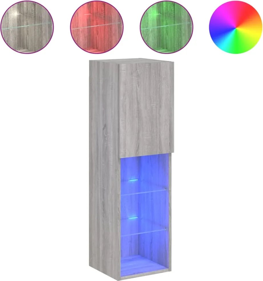 vidaXL szürke sonoma színű TV-szekrény LED-lámpákkal 30,5x30x102 cm