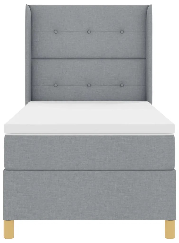 Boxspring Ágy Matracokkal &amp; LED Fény Szürke 90x190 cm Szövet