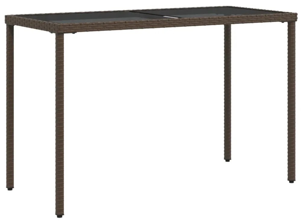 barna polyrattan üveglapos kerti asztal 115x54x74 cm