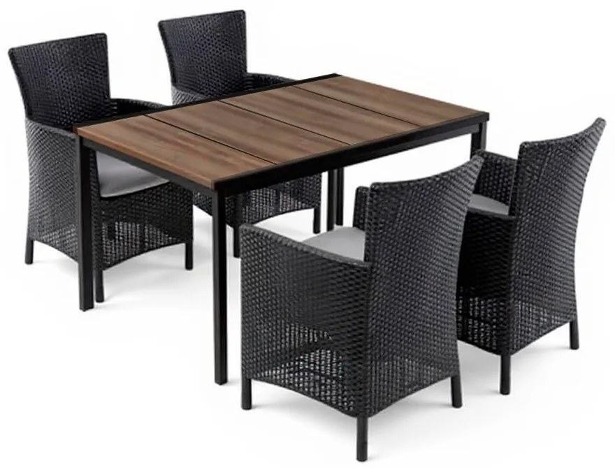Nadia 4+1 kerti bútor garnitúra szett dió-grafit