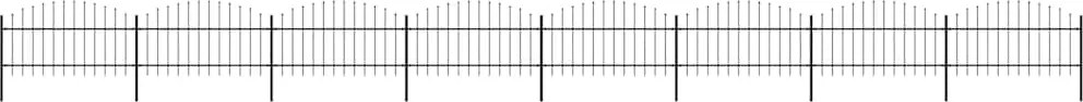 vidaXL fekete lándzsahegy tetejű acélkerítés (1-1,25) x 13,6 m