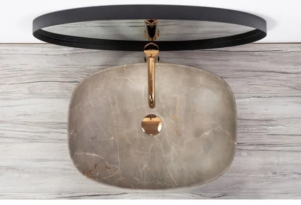 REA-U6647 - Asztallapra helyezhető mosdó FREJA 39,5x51 cm kerámia/szürke/márványminta