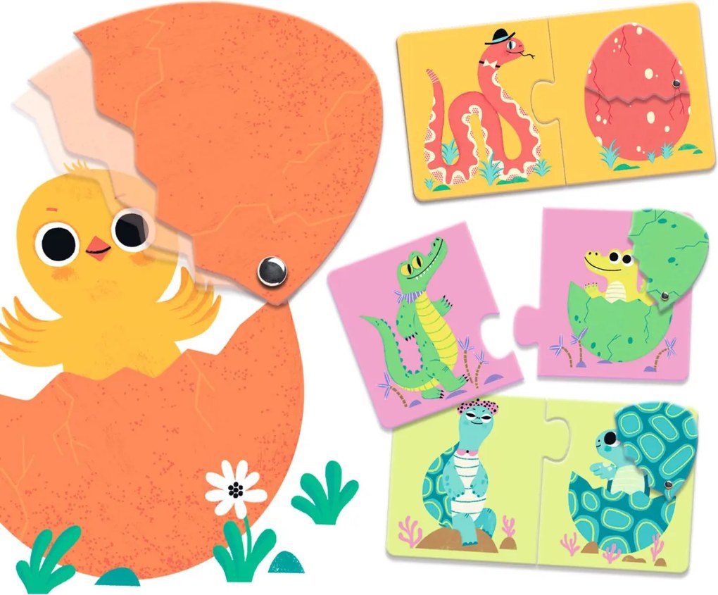 Párosító puzzle - Kié a tojás, 12 db-os - Funny eggs