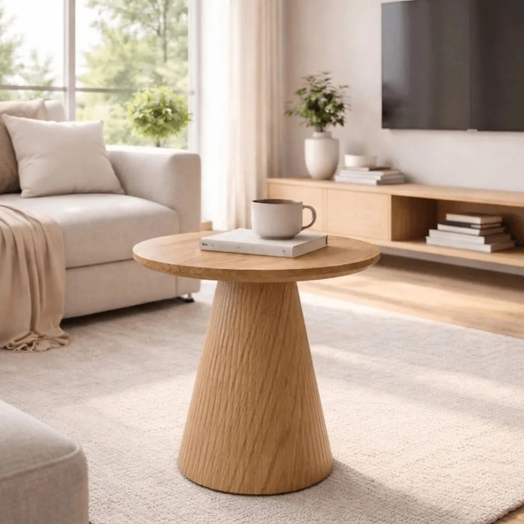 Modern kerek dohányzóasztal RANT 50 cm tölgy