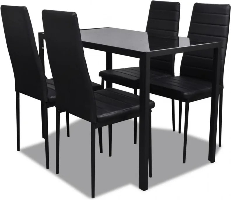 5 darabos fekete étkezőasztal szett