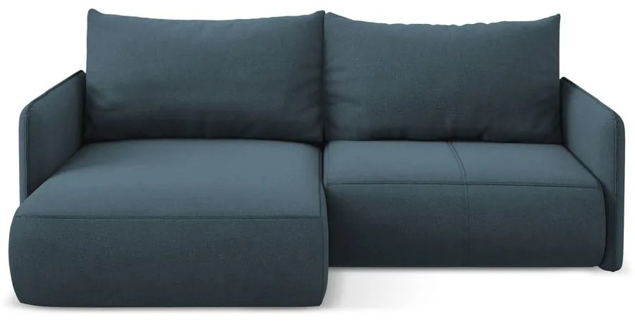 Kék kinyitható-tárolóhelyes sarokkanapé (bal oldali) Nanea – Makamii