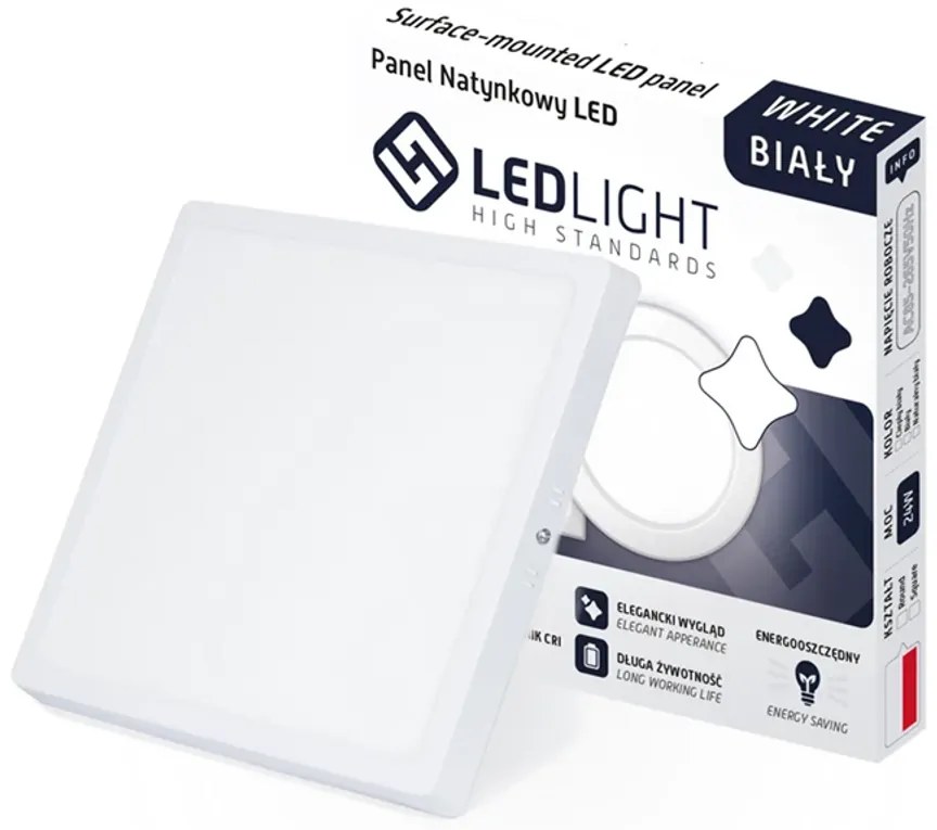 LED mennyezeti panel, felületre szerelt, nem villogó, CCD, fehér, 18W