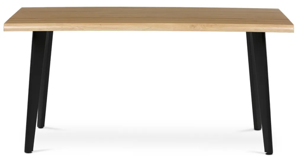 Masă de sufragerie, 160x90x75 cm, blat MDF, decor stejar salbatic, picioare metalice