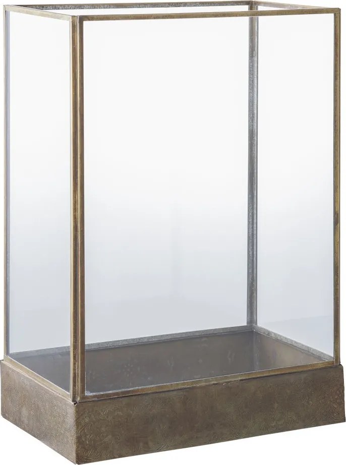 Manali dekorációs lámpás, fém/üveg, antik réz színű