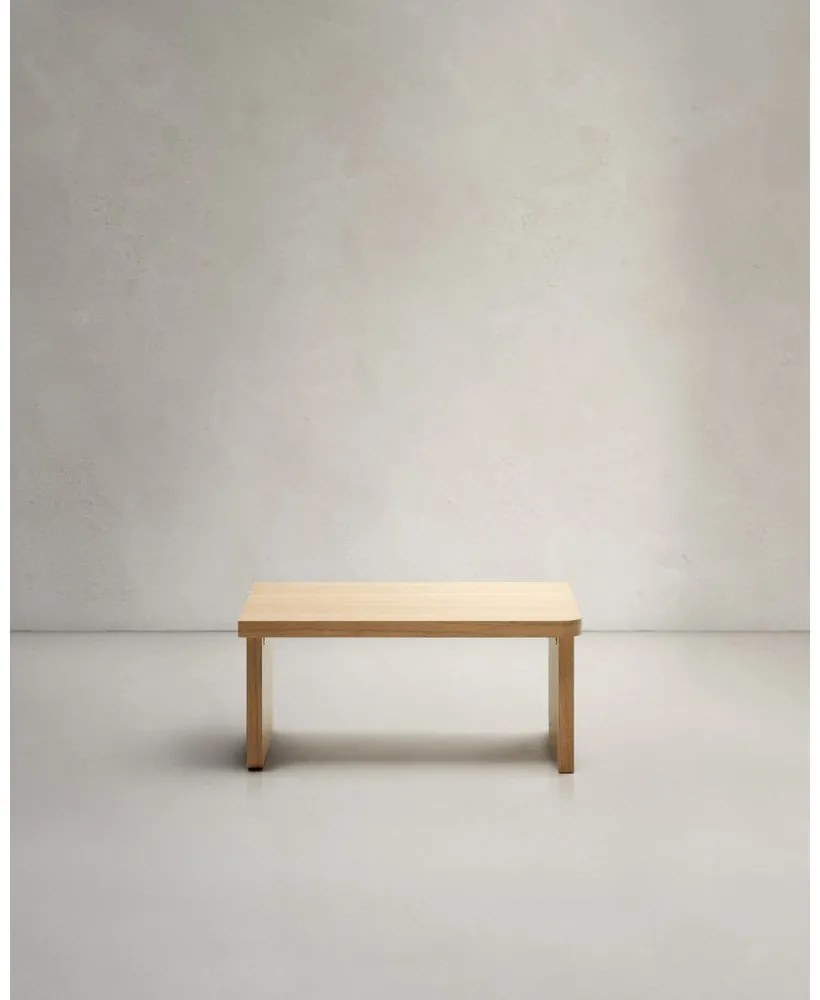 Natúr színű dohányzóasztal tölgyfa dekorral 89x62 cm Oaq – Kave Home