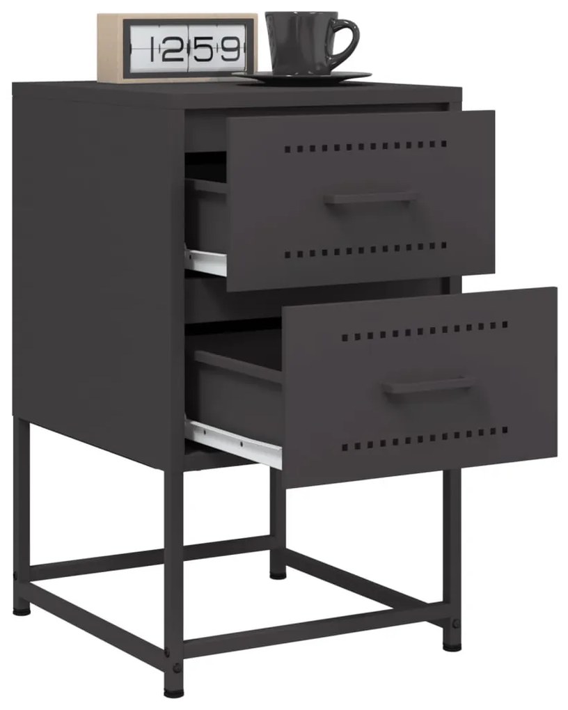 Fekete acél éjjeliszekrény 36 x 39 x 60,5 cm