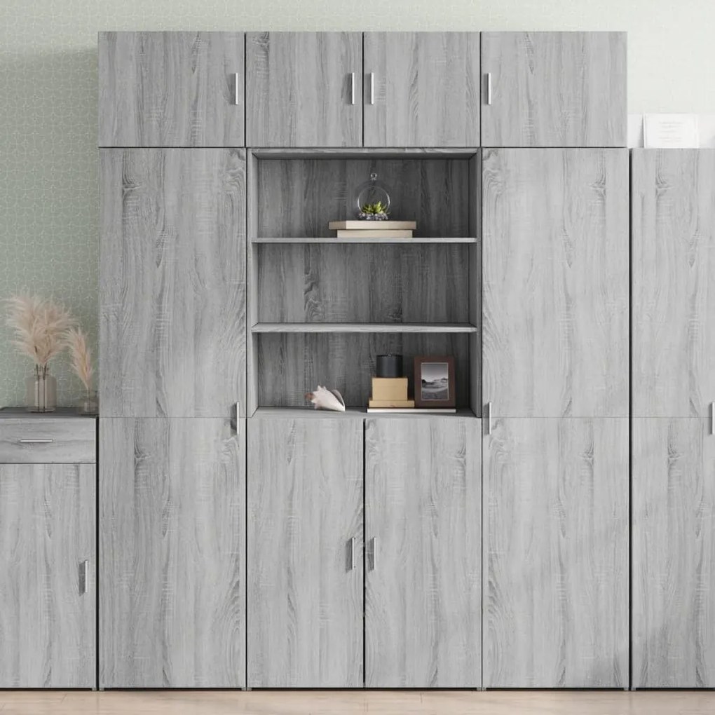 szürke sonoma szerelt fa magasszekrény 80 x 42,5 x 185 cm