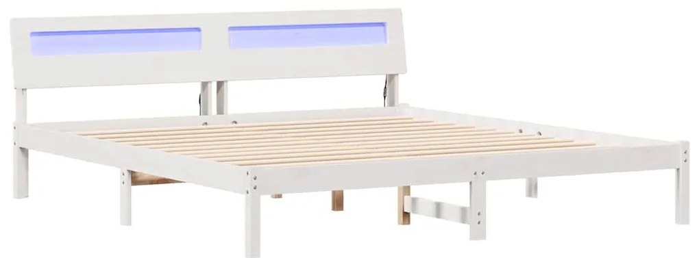 Ágykeret LED -es lámpákkal Fehér 200 x 200 cm faszínű
